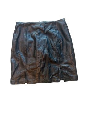 MangoPop Black Faux Leather Mini Skirt with Front Slits